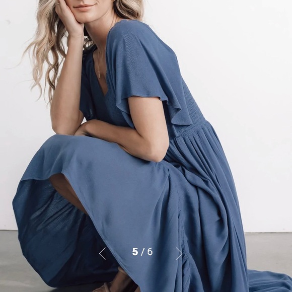 Baltic Born Felicity Smocked Dress in Blue Size Large - Picture 4 of 7